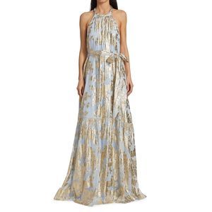 ML Monique Lhuillier
Metallic Chiffon Maxi Dress